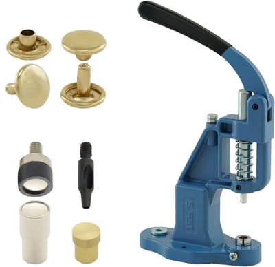Klinknagelset met pers - Handpers set - Kleding repareren - Alles-in-één starterspakket - 50 x 9 mm - Goud