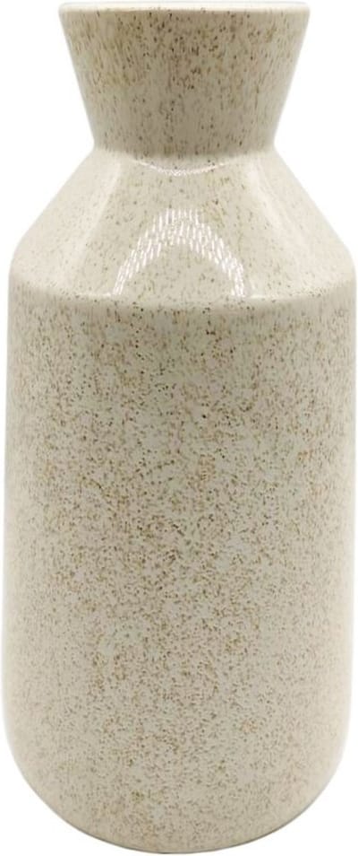 HomeBound by KY | Aardewerk vaas beige | 14x14x28cm | bloemenvaas aardewerk