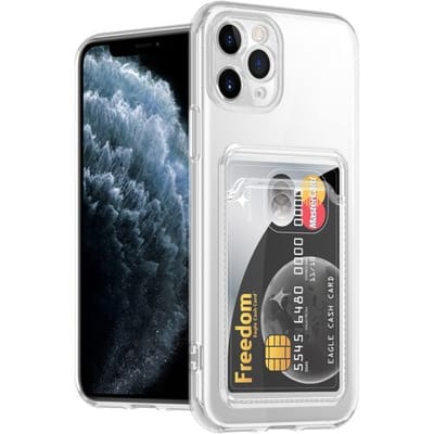 Ceezs telefoonhoesje geschikt voor Apple iPhone 11 Pro transparant hoesje met pasjeshouder - ruimte voor pasjes