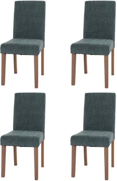 Set van 4 eetkamerstoelen Littau, keukenstoel met hoge rugleuning, stof/textiel chenille hout ~ groen, naturelkleurige poten