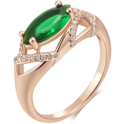 Roségouden ringen voor dames, bijzondere groene natuurlijke zirkonia accessoires, bruidssieraden, vintage fijne sieraden 10 beige