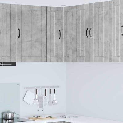 vidaXL - Wandhoekkast - LUCCA - Betongrijs - 57 - x - 57 - x - 80 - cm - Bewerkt - hout
