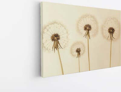 Saammp Canvas Schilderij - Minimalistische Paardenbloemen - Natuur - Modern - 45x30 - Foto op canvas - Wanddecoratie - Muurdecoratie Woonkamer - Kantoor Decoratie