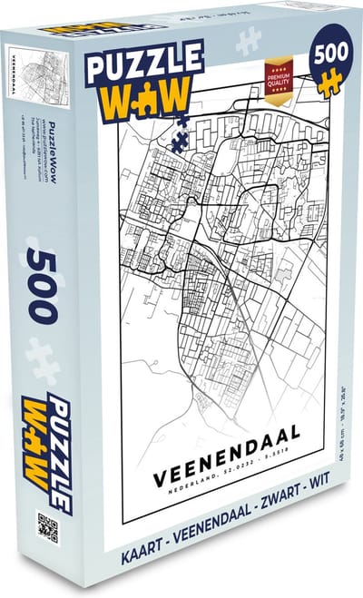 Puzzel Kaart - Veenendaal - Zwart - Wit - Legpuzzel - Puzzel 500 stukjes