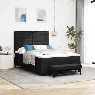 vidaXL - Boxspring - bed - met - hoofdeinde - Zwart - 160 - x - 200 - cm - Stof