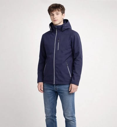 Lizzard Sports Heren Softshell Jas met Afritsbare Capuchon Navy- Maat S - Lichtgewicht 4 Seizoenen Jas Heren - Waterafstotend & Winddicht