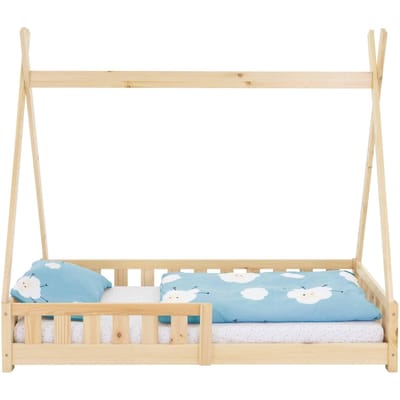 Kinderbed Tipi 80x160 cm van grenenhout incl. matras H-10cm uitvalbescherming en lattenbodem ML design