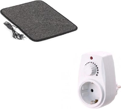Elektrische verwarmde mat om voeten te verwarmen met dimmer 40x50cm 60W-80w, antraciet