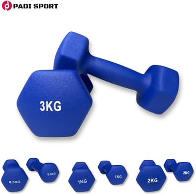 Padisport dumbells blauw 0,5 en 1 en 2 en 3 kg - dumbells 3 kg - gewichten set halters - gewichten set - gewichten set dumbbell - dumbells set - dumbells - dumbbells - halters - dumbell - fitness gewichten - Gewichten - dumbellset - gewichtjes set