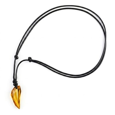 Goudkleurige facetgeslepen hanger ketting voor heren en dames – zwarte koordketting met opvallende kristalvorm