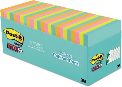 Zelfklevende Notitieblaadjes - Vierkante Blokjes - Snelle Notities Maken - Extra Sterke Kleefkracht - 76x76 mm - Miami Kleuren