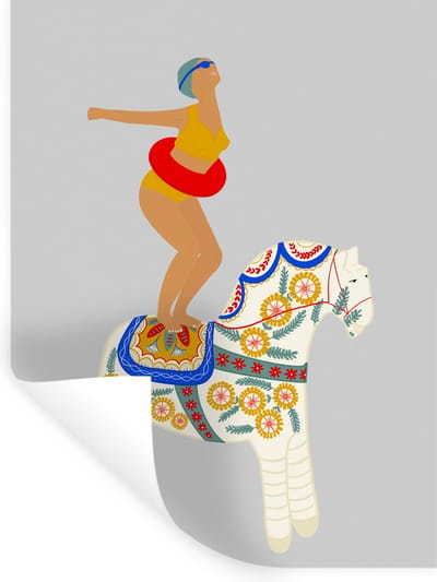 Muurstickers - Sticker Folie - Vintage - Pony - Abstract - 30x40 cm - Plakfolie - Muurstickers Kinderkamer - Zelfklevend Behang - Zelfklevend behangpapier - Stickerfolie