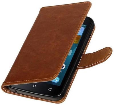 Zakelijke Book Case Telefoonhoesje Geschikt voor de Huawei Y560 - Portemonnee Hoesje - Pasjeshouder Wallet Case - Bruin