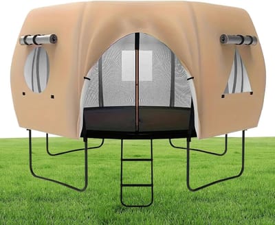 Trampoline Schaduwdoek - Beschermende Tent - Buiten Spelen - Scheurbestendig Oxford - 14 Voet Diameter - Beige