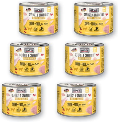 MAC’s Kattenvoer Natvoer Blik 95,8% Gevogelte & Cranberry 6 x 200g