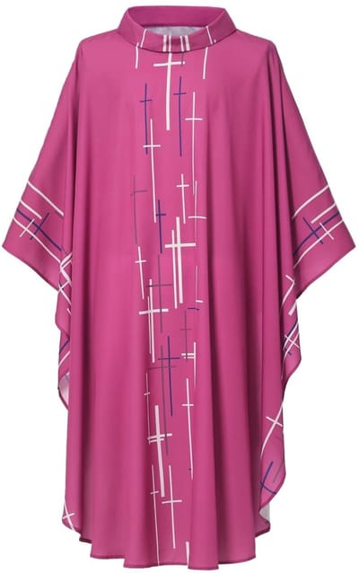 Dailygoods- Kazuifel Unisex - Vrije Maat - Cross Print - Ronde Kraag - Veelkleurig Gewaad - 95% Polyester / 5% Elastaan - Kerkgewaden