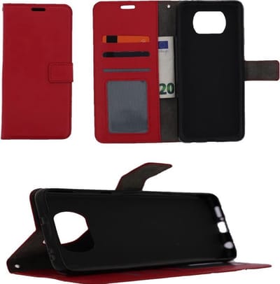 LuxeBass Boekhoesje geschikt voor Poco X3 Pro - Rood gsm hoesje - telefoonhoes - telefoonhoesjes