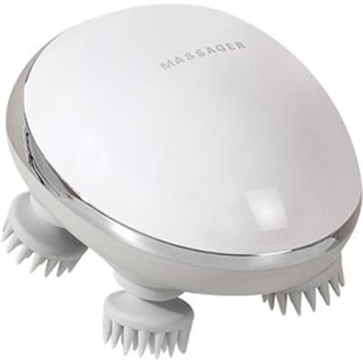 Kleine draagbare hoofdmassageapparaten met warmtekompres, roodlichtmassage, waterdicht, stressverlichtend, hoofdspa-massage, vibratiemassage en kneedfunctie. white