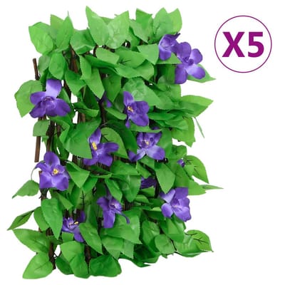 vidaXL Kunstplant klimop op latwerk 5 st uittrekbaar 180x30 cm groen