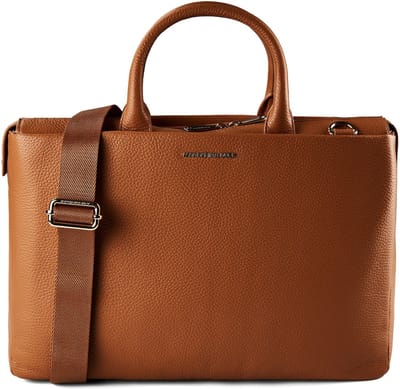 MANDARINA DUCK Leren handtas shopper met laptopvak Mellow Urban Handbag Pecan Nut Lichtbruin