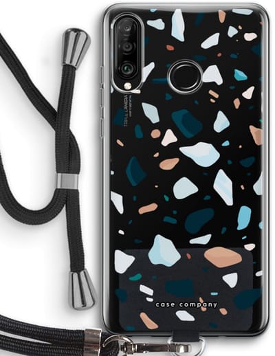 Case Company® - Hoesje met koord geschikt voor Huawei P30 Lite hoesje met Koord - Terrazzo N°13 - Telefoonhoesje met Zwart Koord - Bescherming aan alle Kanten en Over de Schermrand