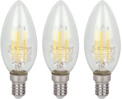 LED line LITE LED Filament Kaarslamp C35 E14 - 5W (vervangt 50W) - 600lm - Ø35mm - 230V - Dimbaar - Energiezuinig - 3 stuks