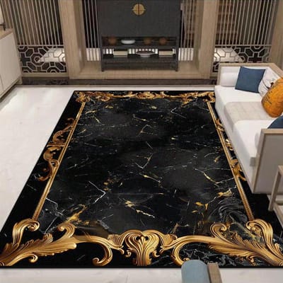 Zwart Goud Marmer Luxe Tapijt voor Woonkamer Decoraties Banktafel Grote Oppervlakte Kleden Lange Hal Vloermat Antislip Wasbaar 60*90cm