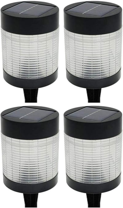 4x Solarlampen voor buiten LED 100 lumen - Weerbestendig en energiebesparend - Inclusief batterij - Voor tuin en terras - Solarlamp Tuinlamp Buitenlamp Energiebesparende lamp