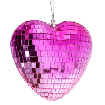 Discobal / Disco Hart - Roze - Regenboog - Cool - Kerst ornament - Beeld - Kerst - Kerstmis - Kerstmis - December - Winter - Zomer - Decoratie - Deco - Decoratief - Sfeer - Interieur - Wonen - Woonaccessoires - Woonaccessoire - Inrichting - Living