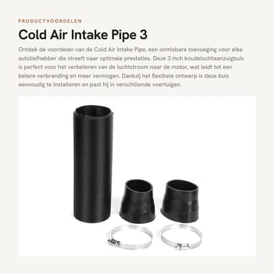 Dailygoods - Cold Air Intake Pipe - 3 inch - Eenvoudige installatie - Flexibele duct tube - Universele auto accessoires - Geschikt voor diverse voertu...