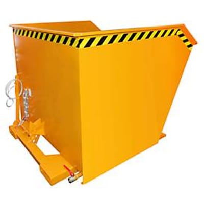 Bauer kantelcontainer SGU 200, met geperforeerde plaat & aftapkraan, olie-/waterdicht, kantelbaar met trekkabel, geschikt voor vorkheftrucks, L 1640 x B 1680 x H 1090 mm, geel-oranje RAL 2000