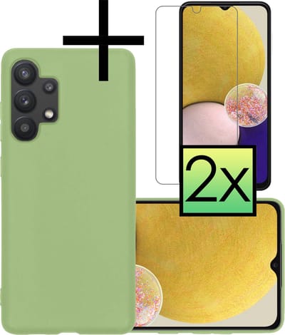 Hoesje - Met 2x Screenprotector - Geschikt voor Samsung Galaxy A13 4G - Sterk & Shockproof - Back Cover - Siliconen Case - Telefoon Hoes - Groen