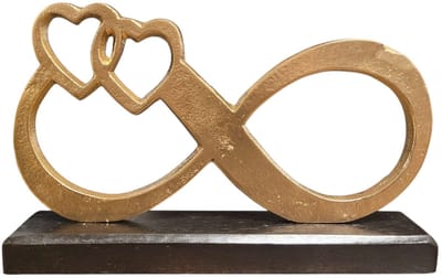 Gilde - -Sculptuur - oneindige liefde voor elkaar - GOUD en ZWART - mangohout - aluminium 16x25