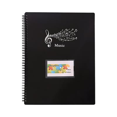 carmdering - A4 Muziekmap - Notenmap - Muziekmap met Papieren Documenten - 40 Pagina's Muziekbestand Map voor Muzikanten - Band - Concert - Piano - 20 binnenvakken (totaal 40 pagina's)- Zwart