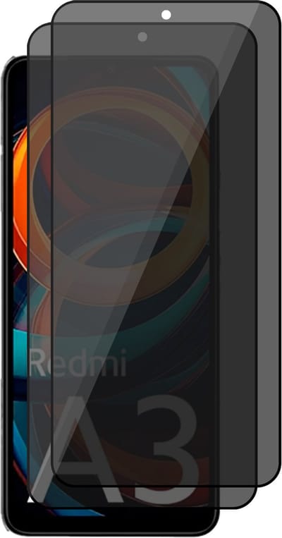 Privacy Screenprotector geschikt voor Xiaomi Redmi A3 - 2x Volledig Dekkend Glas Screen Protector