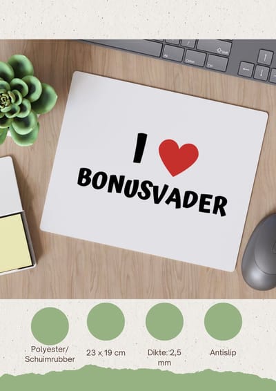 Akyol - i love bonusvader Muismat - Vader - de liefste bonusvader - vader cadeautjes - vaderdag - verjaardag - geschenk - kado - 23 bij 19 cm