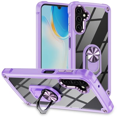 Coverup Hoesje - Geschikt voor Samsung Galaxy A17 Hoesje - Coverup ShockProof Transparant Ring Kickstand Back Cover - Paars