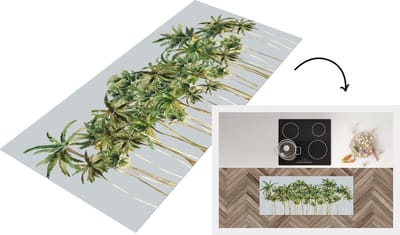 Keukenloper - Loper keuken - Jungle - Groen - Palmboom - 120x50 cm - Keukenloper vinyl