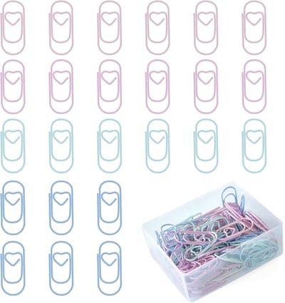 Hartvormige metalen paperclips - 140 stuks, bladwijzer voor documenten - school en kantoor .