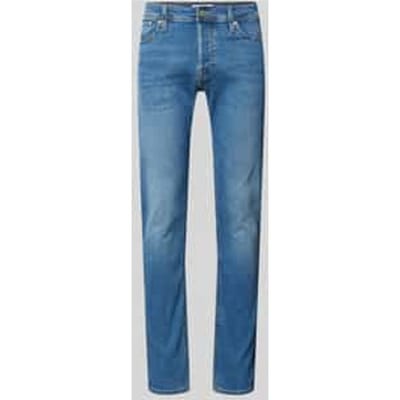 Jack & Jones blauwe heren jeans   Glenn   Stonewash wassing   Slim Fit   5-Pocket zakken   Knoopsluiting   Low waist Blauw 34/32