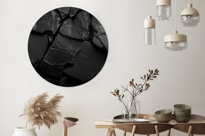 WallCircle - Wandcirkel - Muurcirkel - Zwart - Stenen - Rots - Aluminium - Dibond - 140x140 cm - Binnen en Buiten