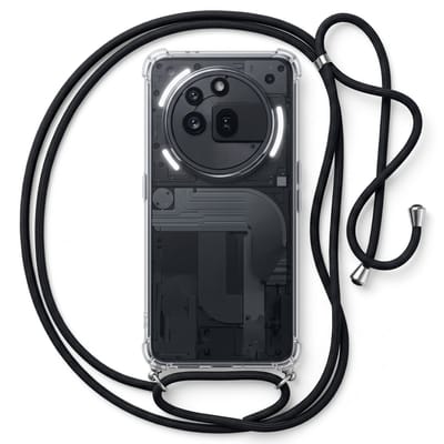 Geschikt voor Nothing Phone 3a Pro Hoesje met Koord - Transparant - Verstelbaar Nekkoord - Schokbestendig - Zwart