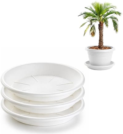Plasticforte plantenpot onder schotel / opvang schaal - 3x - wit - dia 45 cm - Kunststof - voor een pot met dia 55/60 cm