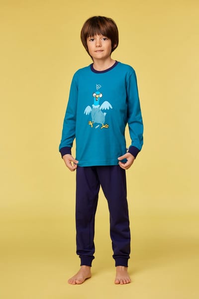 Woody pyjama jongens/heren - groenblauw - duif - 252-10-PLE-Z/795 - maat 164
