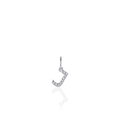 Gisser Jewels - Hanger excl. Collier - Letter J met Zirkonia - 8mm - Gerhodineerd Zilver 925