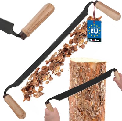 KOTARBAU® Trekmes, Schorsmes , Gesmeed Staal, 380 mm, Trekmes voor Hout, Zwart, Ergonomische Houten Handgrepen, Ontschorsingsgereedschap, Duurzaam