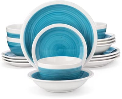 Eleganto Serviesset Lucenzo - 32 delig - Blauw - Dinerborden - Bordenset - Diepe borden - Ontbijtborden - Servies - Keukenservies