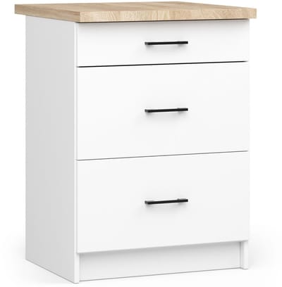 Keukenkast modulaire OLIWIA S60 met Verkblad / Onderkast met 3 Lades / AKORD Furniture Factory / Wit / 60 x 85 x 46 cm