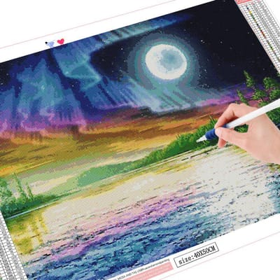 Peinture Diamant 5D Paysage Aurore Broderie Diamant Fantaisie Mosaïque Strass Rond Complet 20X30 gray