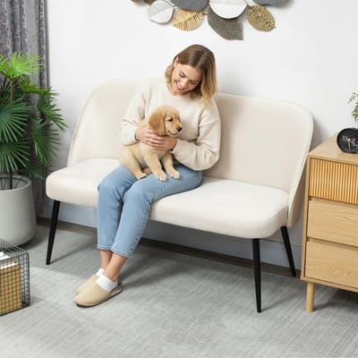 HAUSS SPOLE Sofa - Moderne 2-Zits Bank - Ergonomisch Comfort Met Hoge Poten - Voor Woonkamer En Leeshoek - Metaal Beige